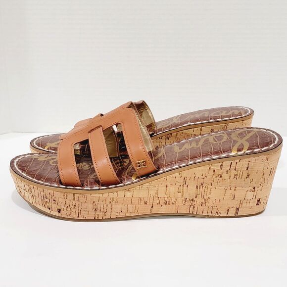 Sam Edelman Rolita Wedge Sandals Women's Size 10 M Brown Slip On Heels Strappy - Picture 6 of 11